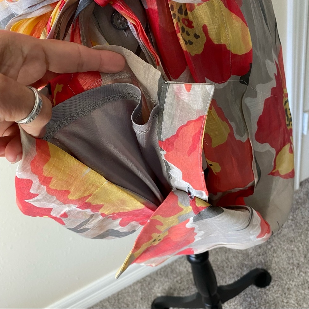 Evan Picone Floral Mini Dress Cap sleeve Button Down belted V Neck Summer Spring - Picture 11 of 15